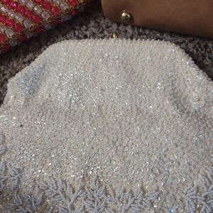 Chic Ivory Beaded Clutch